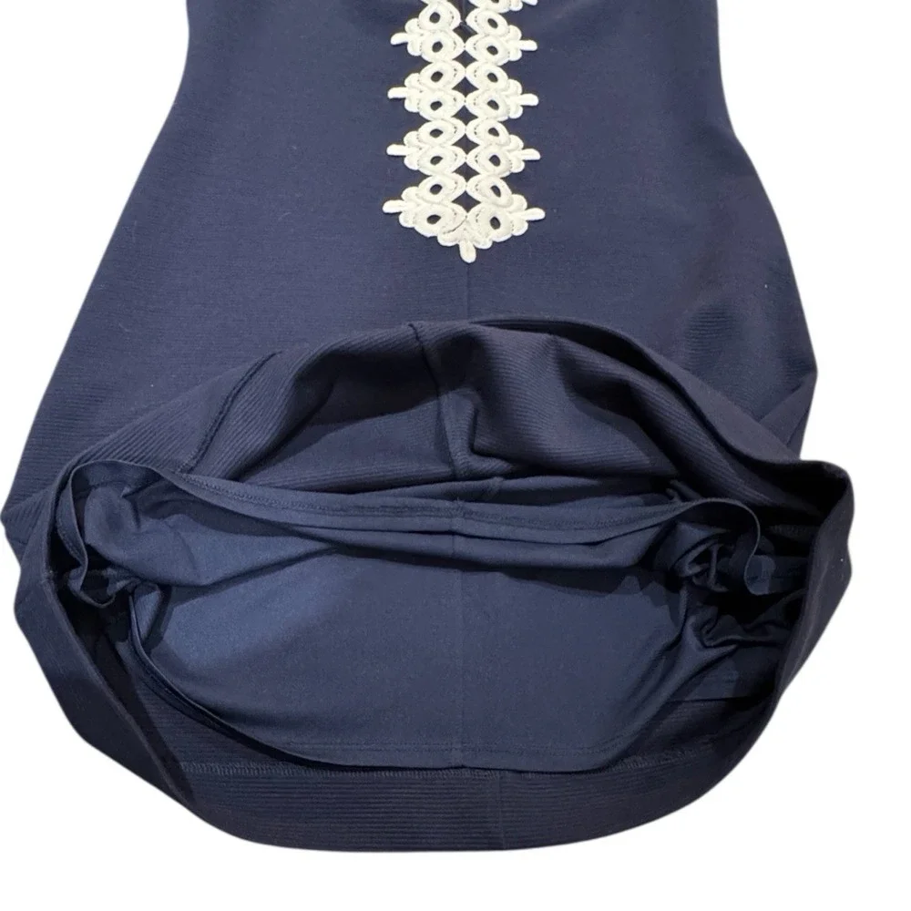 Lilly Pulitzer Callista Shift Dress Women's‎ XS Navy Blue Lace Detail Sleeveless